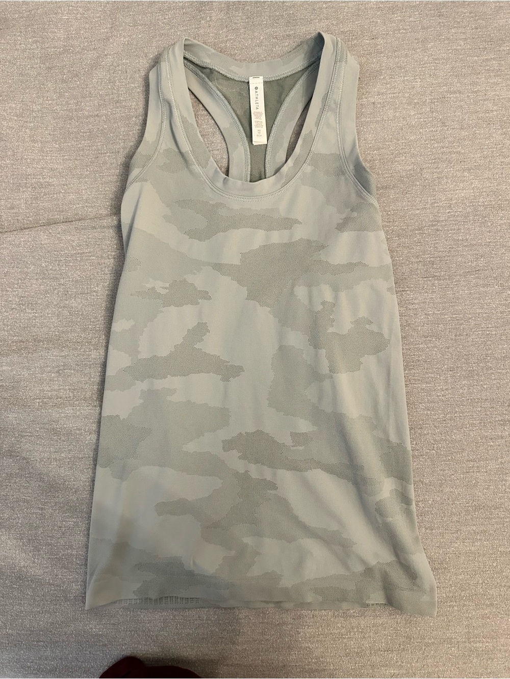 Athleta fitted light green and Gray Camo Racerback Tank Top size xs